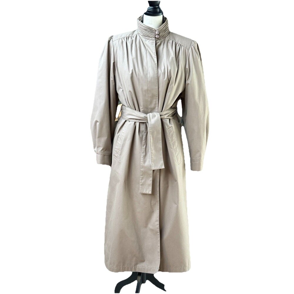 Vintage London Fog Maincoats Coat Women’s 12 Regular Belted High Collar USA 80s